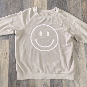 smiley face ribbed crew